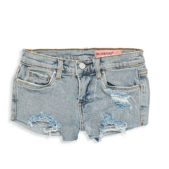 BLANK NYC Girl's Distressed The Barrow High Rise Denim Shorts Size 7 NWT - Picture 1 of 11